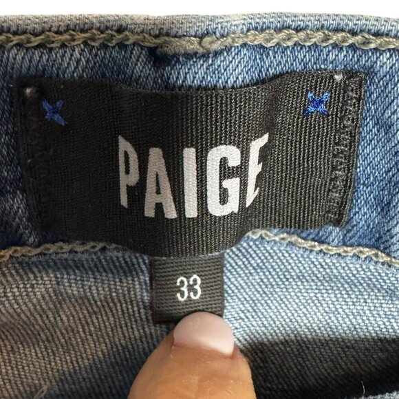 Paige Federal Slim Fit Jeans Men's 33 x 26 Stretch Closure 5 Pocket Denim - Picture 7 of 8